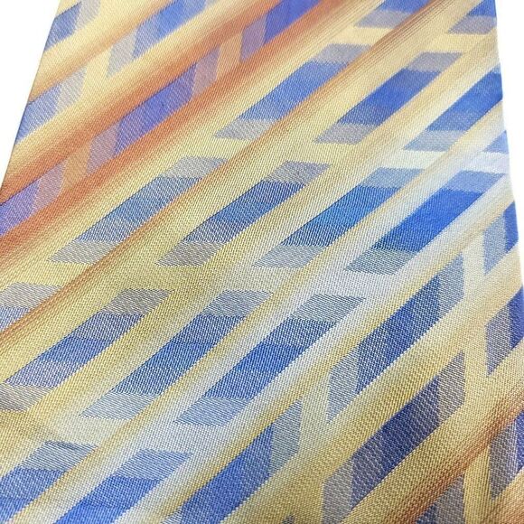 Van Heusen Woven Wide Yellow Blue Abstract Silk Tie - Picture 2 of 7